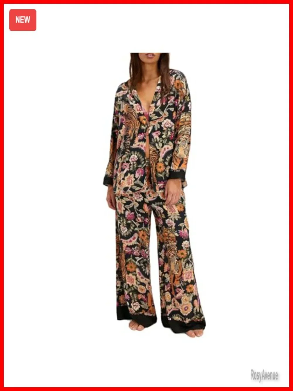 Women Satin Pajama Set 2 Piece Lounge Set Button Down Long Sleeve Wide Leg